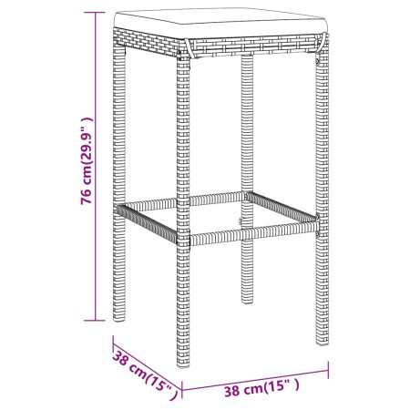 Set Bar da Giardino 5 pz con Cuscini in Polyrattan Grigio