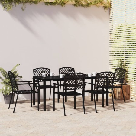 Set da Pranzo da Giardino 7 pz in Acciaio Antracite