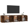 Mobili Porta TV a Parete 3 pz Rovere Fumo 57x34,5x40 cm