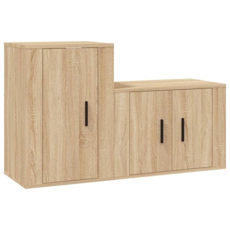 Set di Mobili Porta TV 2 pz Rovere Sonoma in Legno Multistrato