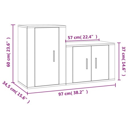 Set di Mobili Porta TV 2 pz Rovere Sonoma in Legno Multistrato