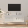 Set di Mobili Porta TV 2 pz Bianco Lucido in Legno Multistrato