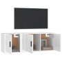 Set di Mobili Porta TV 2 pz Bianco Lucido in Legno Multistrato