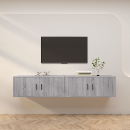 Mobili Porta TV a Parete 2 pz Grigio Sonoma 100x34,5x40 cm