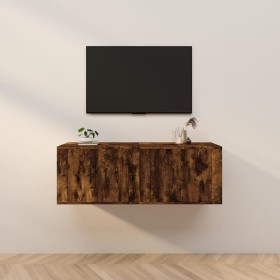 Mobili Porta TV a Parete 2 pz Rovere Fumo 57x34,5x40 cm