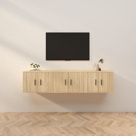 Mobili Porta TV a Parete 3 pz Rovere Sonoma 57x34,5x40 cm