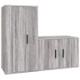 Set Mobili Porta TV 2 pz Grigio Sonoma in Legno Multistrato