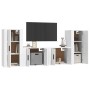 Set di Mobili Porta TV 4 pz Bianco Lucido in Legno Multistrato