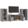 Set di Mobili Porta TV 3 pz Grigio Cemento in Legno Multistrato