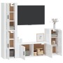 Set di Mobili Porta TV 4 pz Bianco Lucido in Legno Multistrato