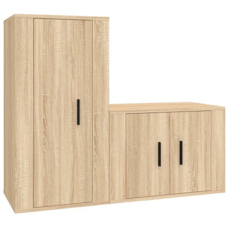 Set di Mobili Porta TV 2 pz Rovere Sonoma in Legno Multistrato