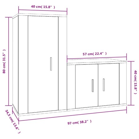 Set di Mobili Porta TV 2 pz Rovere Sonoma in Legno Multistrato