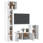 Set di Mobili Porta TV 5 pz Bianco Lucido in Legno Multistrato