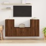 Set Mobili Porta TV 3 pz Rovere Marrone in Legno Multistrato