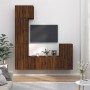 Set Mobili Porta TV 5 pz Rovere Marrone in Legno Multistrato