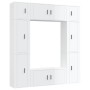 Set Mobili Porta TV 8pz Bianco Lucido in Legno Multistrato