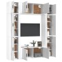 Set Mobili Porta TV 8pz Bianco Lucido in Legno Multistrato