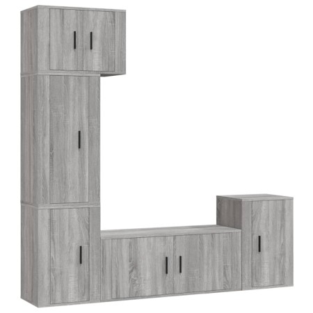 Set di Mobili Porta TV 5 pz Grigio Sonoma in Legno Multistrato