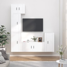 Set di Mobili Porta TV 5 pz Bianco in Legno Multistrato