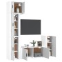 Set di Mobili Porta TV 5 pz Bianco in Legno Multistrato