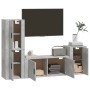 Set di Mobili Porta TV 4 pz Grigio Cemento in Legno Multistrato