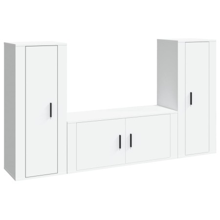 Set Mobili Porta TV 3 pz Bianco in Legno Multistrato