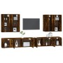 Set Mobili Porta TV 8 pz Rovere Fumo in Legno Multistrato