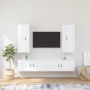 Set di Mobili Porta TV 4 pz Bianco Lucido in Legno Multistrato