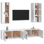 Set di Mobili Porta TV 4 pz Bianco Lucido in Legno Multistrato