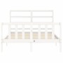 Giroletto con Testiera Bianco 140x200 cm in Legno Massello