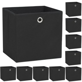 Contenitori 10 pz in Tessuto non Tessuto 32x32x32 cm Nero