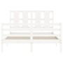 Giroletto con Testiera Bianco 140x190 cm in Legno Massello