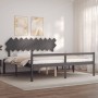 Letto per Anziani con Testiera Grigio 200x200 cm Legno Massello