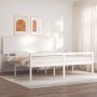 Letto per Anziani con Testiera Bianco 200x200 cm Legno Massello