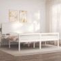 Letto per Anziani con Testiera Bianco 200x200 cm Legno Massello