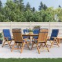 Sedie da Giardino Reclinabili con Cuscini 6 pz in Legno di Teak