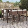 Set Bar da Giardino 7 pz con Cuscini in Polyrattan Marrone