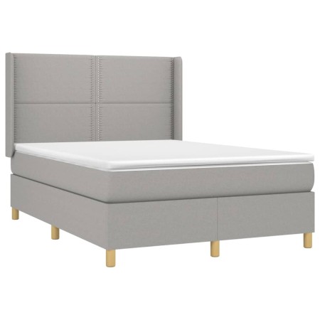 Letto a Molle Materasso e LED Grigio Chiaro 140x200 cm Tessuto