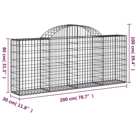 Cesti Gabbioni ad Arco 2 pz 200x30x80/100 cm Ferro Zincato