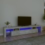 Mobile Porta TV con Luci LED Grigio Cemento 215x36,5x40 cm