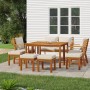 Set da Pranzo da Giardino 9pz con Cuscini Legno Massello Acacia