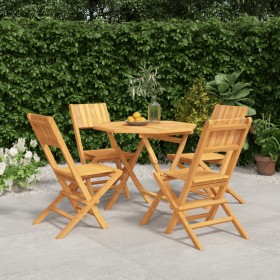 Set da Pranzo per Giardino 5 pz in Legno Massello di Teak