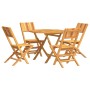 Set da Pranzo per Giardino 5 pz in Legno Massello di Teak