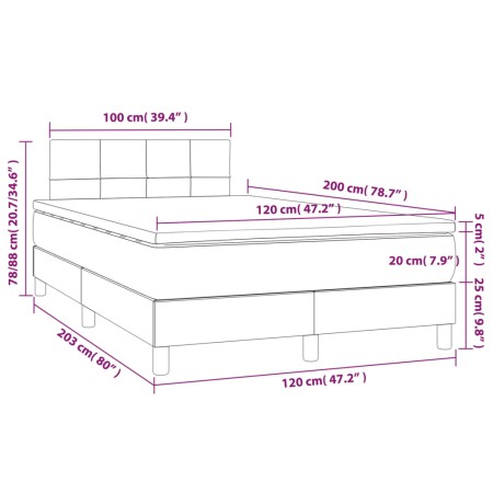 Giroletto a Molle con Materasso Grigio Chiaro 120x200cm Velluto