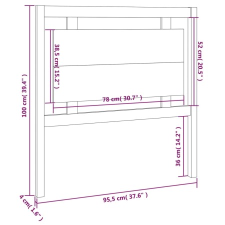 Testiera per Letto 95,5x4x100 cm in Legno Massello di Pino