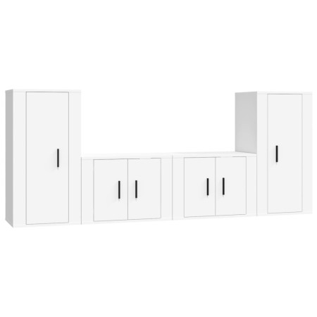 Set di Mobili Porta TV 4 pz Bianco in Legno Multistrato