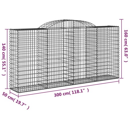 Cesti Gabbioni ad Arco 11 pz 300x50x140/160 cm Ferro Zincato