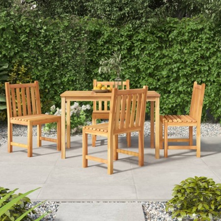 Set da Pranzo per Giardino 5 pz in Legno Massello di Teak