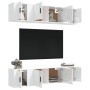 Set di Mobili Porta TV 6 pz Bianco Lucido in Legno Multistrato