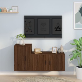 Set Mobili Porta TV 2 pz Rovere Marrone in Legno Multistrato